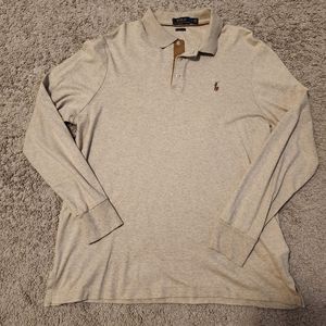 MEN'S LARGE POLO by RALPH LAUREN LS TAN SHIRT IN EUC!!